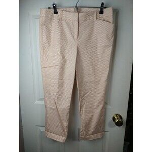 Kenar Woman 8 Capri Pants Peach White Geometric Pocket Casual Business Trousers